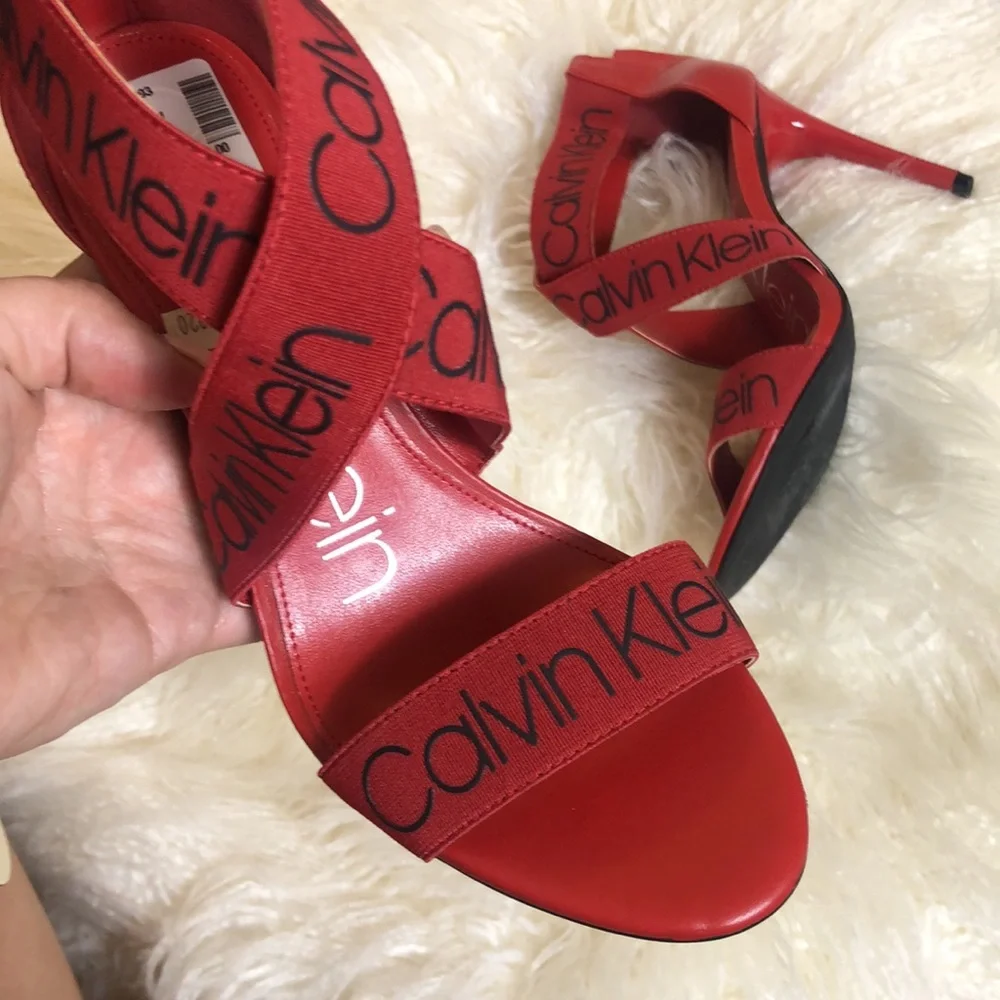 CALVIN KLEIN Red SALAS SANDALS - Picture 2 of 10
